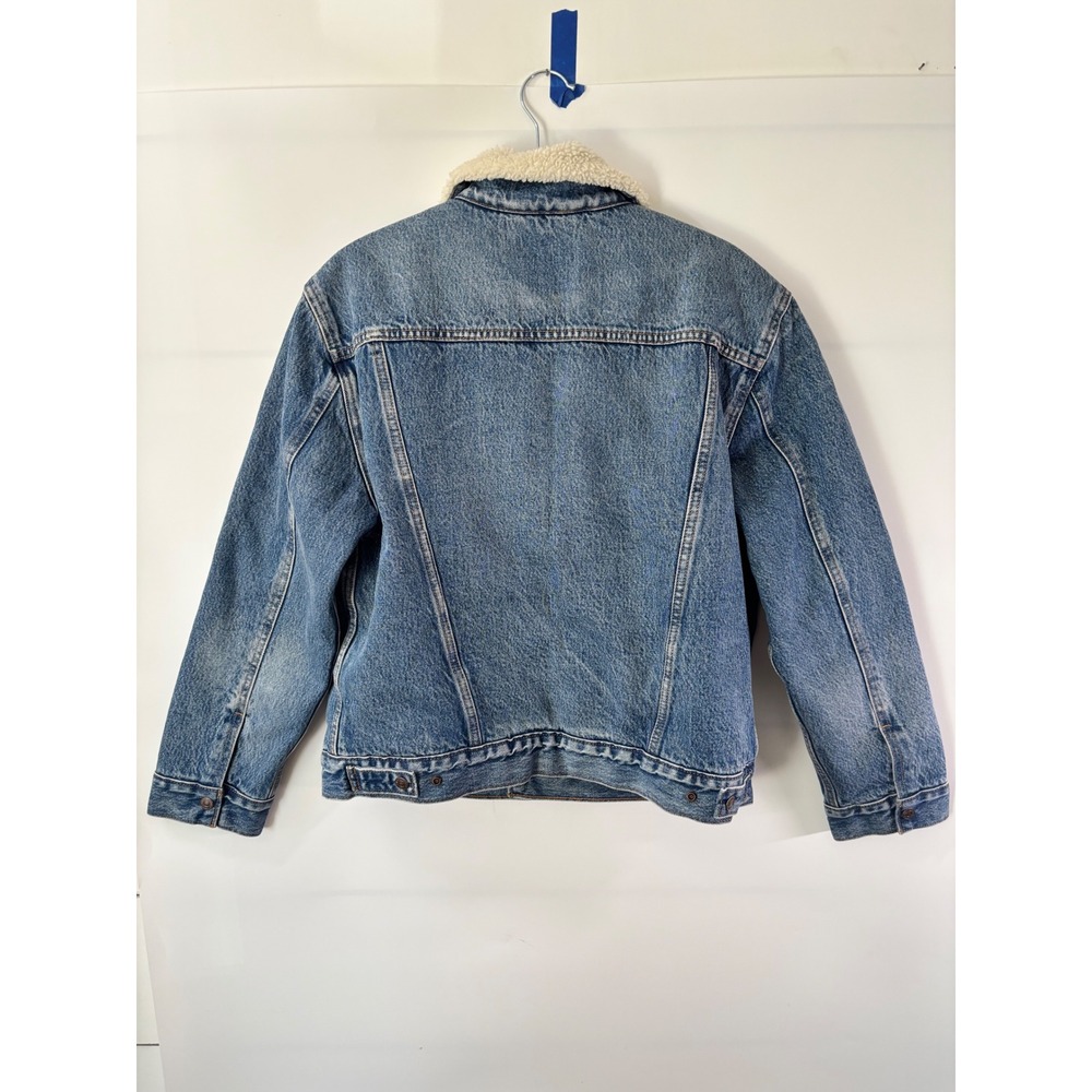 Levi's Premium Sherpa Trucker Jacket Mens Medium Blue Excellent Denim Type III - Picture 2 of 5